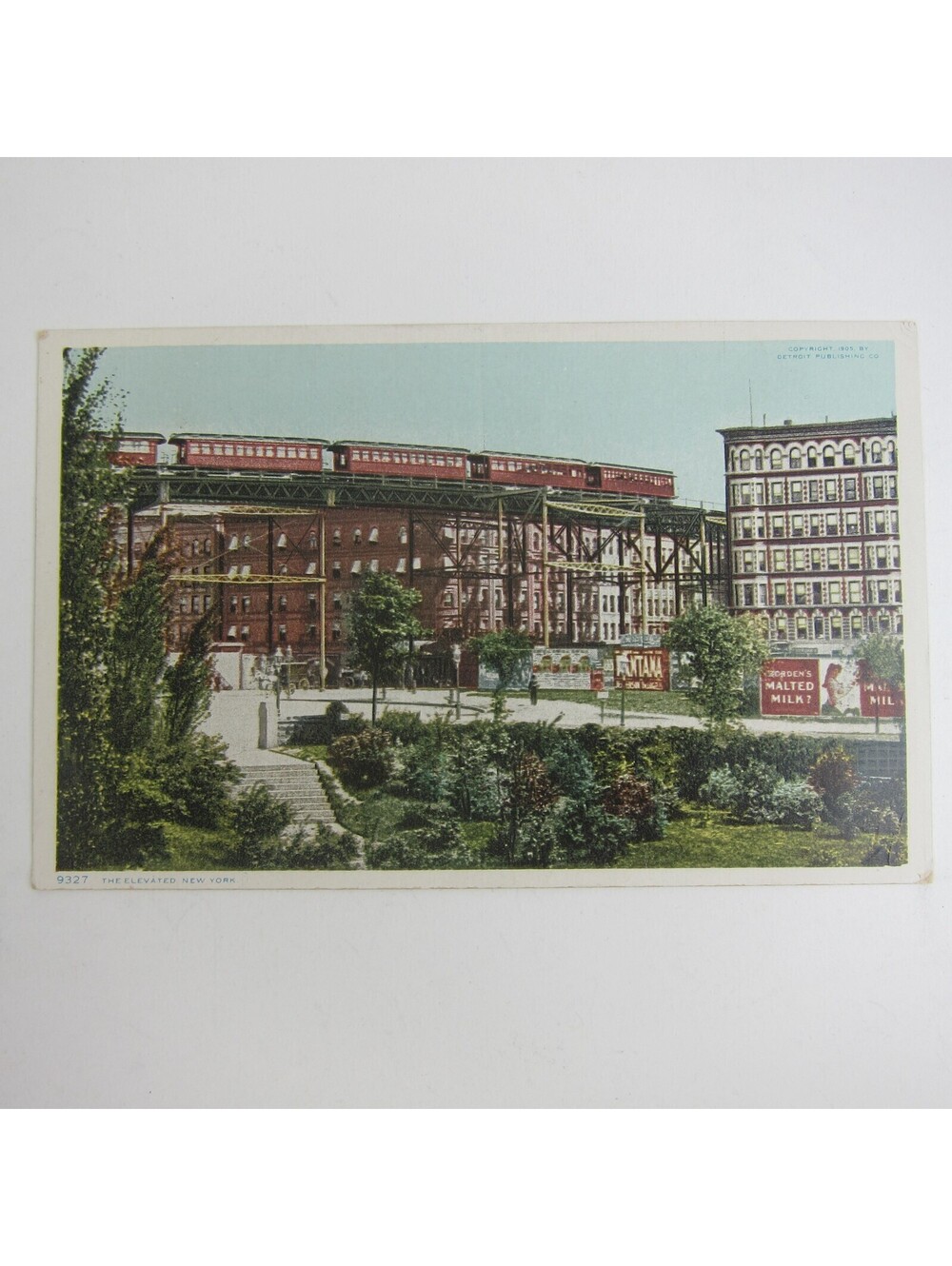 Postcard New York City Elevated Subway Train Antique UNPOSTED RARE